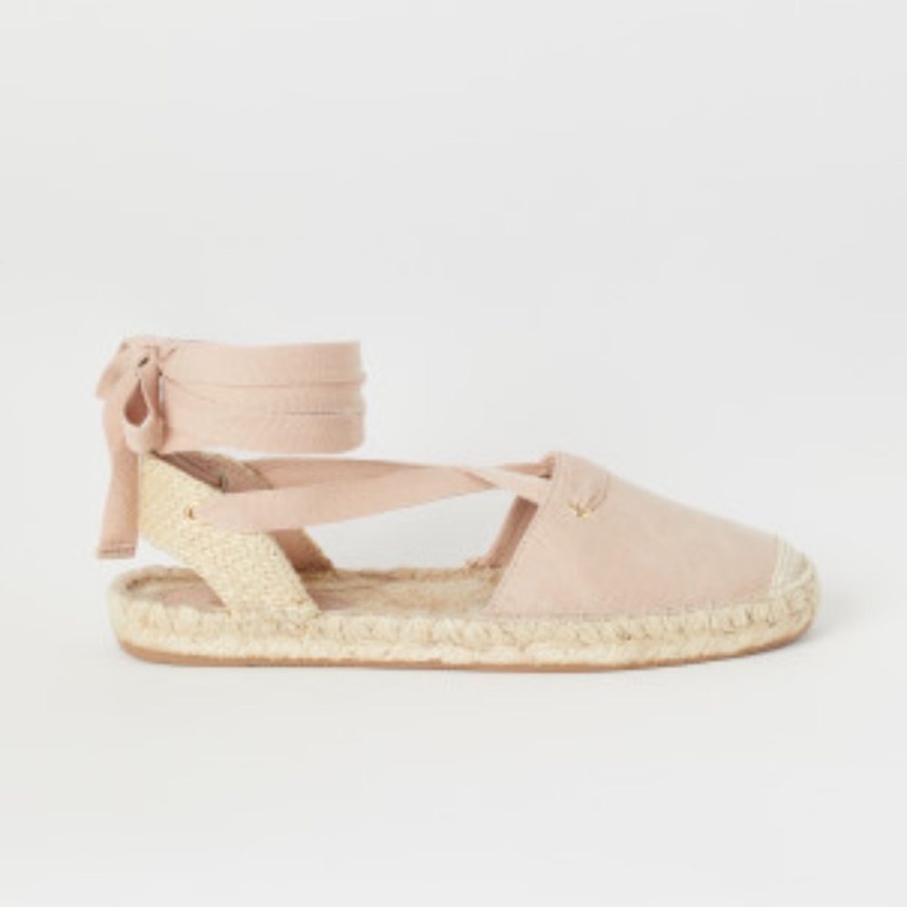 H&M Blush Pink Lace Up Espadrilles